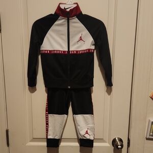 Jordan Black, Red, & White Blocked Tricot Tracksuit Set WORN 1X BRAND NEW!Size3T